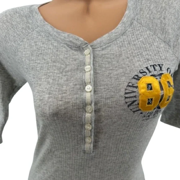 NWT VTG Y2K PINK Victoria’s Secret University of Pink Ribbed Thermal Henley Top - Picture 3 of 13